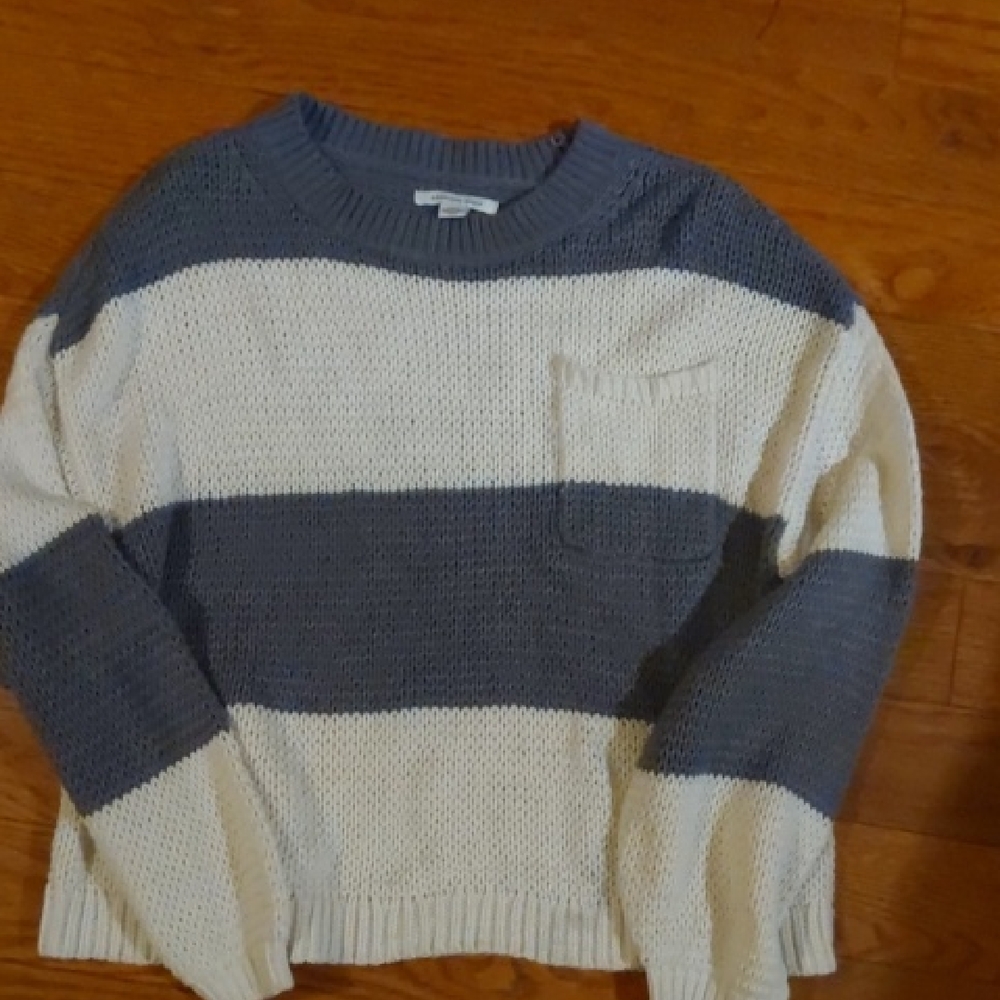 Striped Sweater - Gray and Cream - Picture 1 of 3